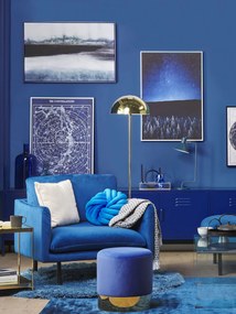 Nástenná maľba v ráme s motívom krajiny 93 x 63 cm modrá / čierna AZEGLIO Beliani
