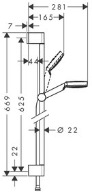 Hansgrohe Crometta - Sprchová súprava 1jet so sprchovou tyčou 65 cm, biela/chróm 26533400