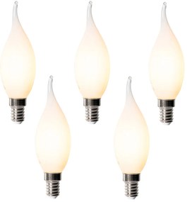 Set van 5 E14 dimbare LED lampen BXS35 opaal 4W 450 lm 2200K