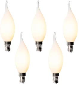 Set van 5 E14 dimbare LED lampen BXS35 opaal 4W 450 lm 2200K