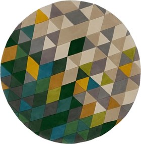 Flair Rugs, Ručne všívaný kusový koberec Illusion Prism Green/Multi kruh, 160x160 (priemer) kruh, viacfarebná, obývacia izba