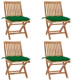 Skladacie záhradné stoličky s podložkami 4 ks tíkový masív 3072827