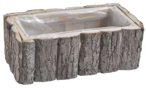Obdĺžníkový kvetináč s kôrou Rustic 24x12 cm