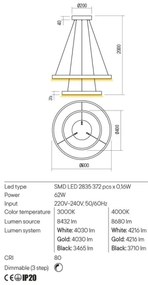 Redo 01-2891 - LED Stmievateľný luster na lanku FEBE LED/62W/230V čierna