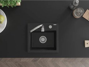 Mexen Milo - drez granitový 43,5x41,0cm, 1-komorový, čierna-strieborná, 6505441000-73