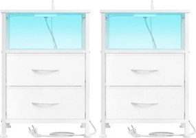 Sada 2 nočných stolíkov s LED osvetlením a nabíjacou stanicou LGSB35202W102
