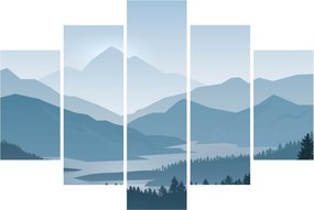 Obraz - Hory pohľadom grafika (150x105 cm)