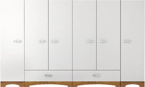 Šatníková skriňa Juraj 243 cm biela/orech