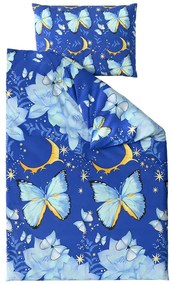 Bavlnené obliečky BLUE BUTTERFLY tmavo modré Rozmer obliečky: 2 ks 70 x 90 cm | 200 x 220 cm