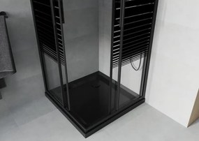 Mexen Rio štvorcová sprchová kabína 70 x 70 cm, čierne pásy, čierna + sprchová vanička Flat, čierna - 860-070-070-70-20-4070B