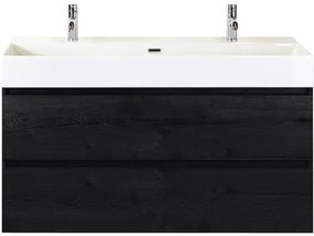 Kúpeľňový nábytkový set Sanox Maxx XL farba čela black oak ŠxVxH 121 x 170 x 45,5 cm s keramickým dvojitým umývadlom