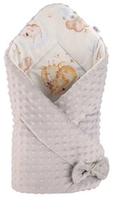 Obojstranná zavinovačka z Minky New Baby 75x75 cm spiace zvieratká šedá