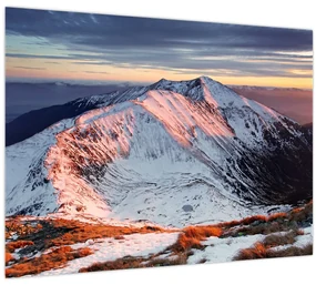 Sklenený obraz - Zimná horská panoráma II. (70x50 cm)