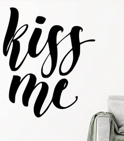 Veselá Stena Samolepka Kiss me Farba: černá, Veľkosť: 80 x 67 cm