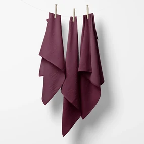 Biante Mušelínová plienka/dečka Nature MSN-044 Burgundská vínová - ZVÝHODNENÁ SADA 3 KS 70x70 cm - Sada 3 ks