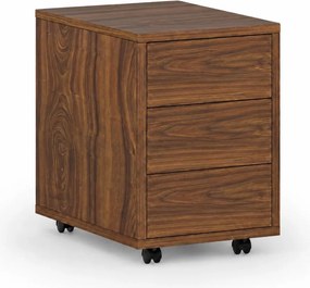 Kancelársky mobilný kontajner PRIMO WOOD, PUSH-lock, 3 zásuvky, orech
