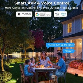 Govee - Súprava 4× stmievateľných LED reflektorov RGBICWW, 24 W, 230 V, IP66, s podporou Matter a Wi‑Fi