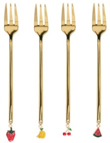 Súprava štyroch dezertných vidličiek BLANE SUMMER zlatá 849287