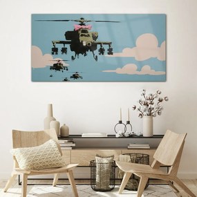 Skleneny obraz Banksy vrtuľník
