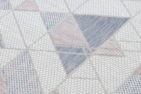 Koberec / behúň šnúrkový SIZAL SION Geometrický, Trojuholníky 3006 ploské tkanie biely / ružový