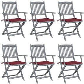 Skladacie vonkajšie stoličky s podložkami 6 ks akáciový masív 3065416