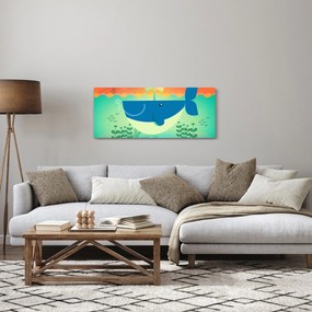 Obraz - Veselá veľryba v mori (120x50 cm)