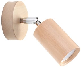 Bodové svietidlo Berg, 1x drevené tienidlo, (možnosť polohovania)