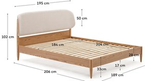 Dvojlôžková posteľ z jaseňového dreva s roštom v béžovo-prírodnej farbe 180x200 cm Octavia – Kave Home