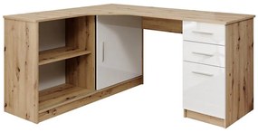Písací stôl s policou a zásuvkami ROBERTO pravý dub artisan/biela