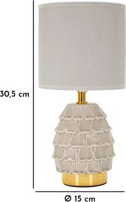 Béžová keramická stolová lampa s textilným tienidlom (výška 30,5 cm) Pigny – Mauro Ferretti