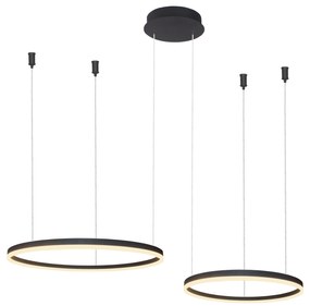 Moderný luster Halo 80+60 CCT čierna s diaľkovým ovládaním