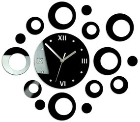 3D nalepovacie hodiny Rings čierne