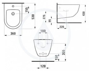 LAUFEN Pro Závesný bidet, 530x360 mm, 1 otvor na batériu, s LCC, biela H8309524003021