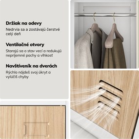 Šatníková skriňa BHP, zamestnanecká, jednotlivá, 2 priehradky s tyčou, biela/dub sonoma, 316,5x1850x450 mm: IGOR 1 Plus Eco Design