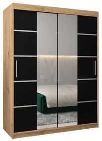 Šatníková skriňa 150 cm Verika 4 150 (dub artisan + čierna). Akcia -16%. Vlastná spoľahlivá doprava až k Vám domov. 1064274
