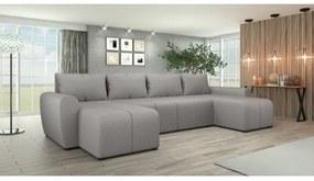 Čalúnená univerzálna rozkladacia sedacia súprava do U NEWPORT sivá