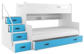 Detská poschodová posteľ MAX III s úložným priestorom 80x200 cm - biela Zelená