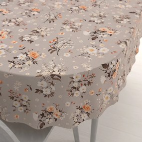 Biante Bavlnený oválny obrus Sandra SA-739 Ruže a konvalinky na béžovosivom 60x100 cm