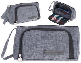 KIK Školský peračník s dvojitým vreckom vanity case sivý