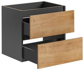 Závěsná skříňka pod umyvadlo Monako s deskou 140 cm šedá/dub hamilton