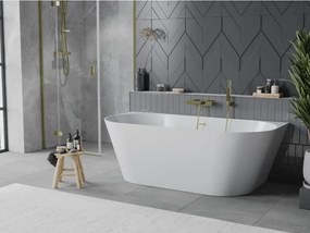 Mexen Oval Slim voľne stojaca na stene 170 x 80 cm, biela, prepad zlatý kartáčovaný - 52661708000-55