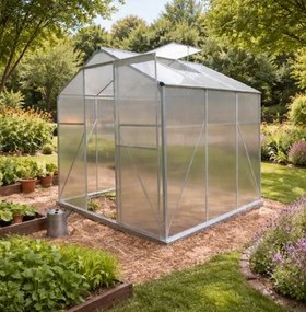 Skleník so základňou BestBerg BBGH‑606S / 3,61 m² / 190 × 190 × 194 cm / strieborná