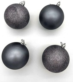 DECOLED Plastové koule, prům. 8 cm, šedá, 12x matná, 12x glitter