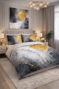 Matex Luxusné bavlnené saténové obliečky 140x200 + 70x90 cm - Prestige "Zlatý mramor"