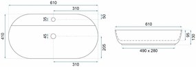 Rea Aura, umývadlo na dosku 610x410x130mm, imitácia kameňa-Shiny Aiax, REA-U6623