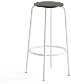 Barová stolička TIMMY, biely rám, čierny sedák, V 730 mm