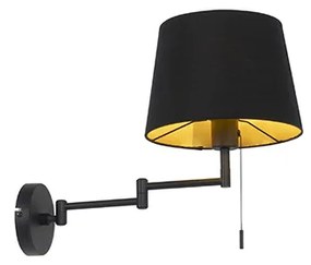 Nástenná lampa čierna s čiernym tienidlom a nastaviteľným ramenom - Ladas Deluxe