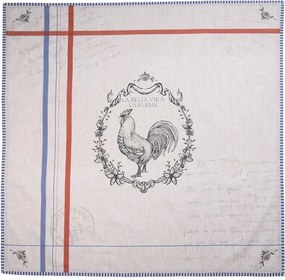 Béžový bavlnený obrus s kohútom Devine French Roster - 150*150cm