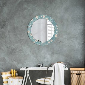 Okrúhle ozdobné zrkadlo na stenu Kvetinový vzor fi 60 cm