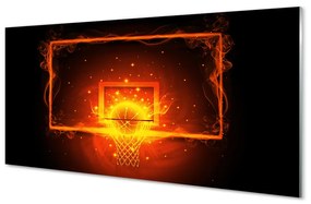 Sklenený obklad do kuchyne horiace basketbal 100x50 cm